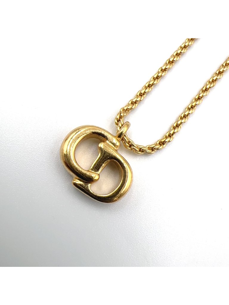 Dior Cd Logo Motif Metal Gold Necklace